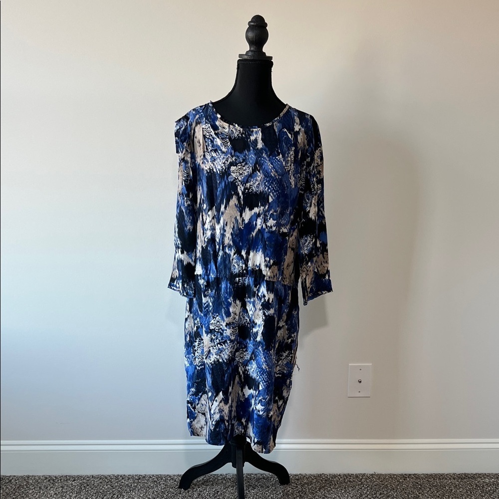 BCBG MAXAZRIA Dominique Dress 100% Silk Multicolor Career Cocktail